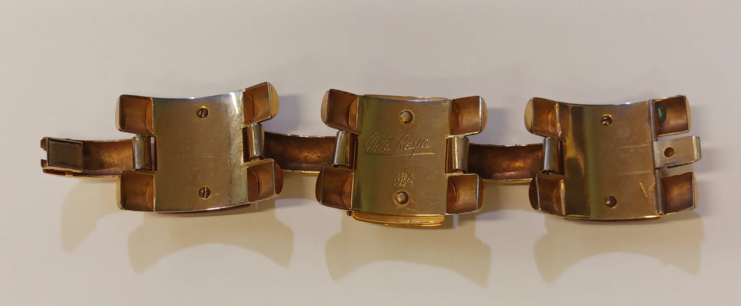 Bakelite Nita Raya Albert Flamand Bakelite and "Fladium" Locket Bracelet - Signed Art Deco Jewelry - Vintage 1930s