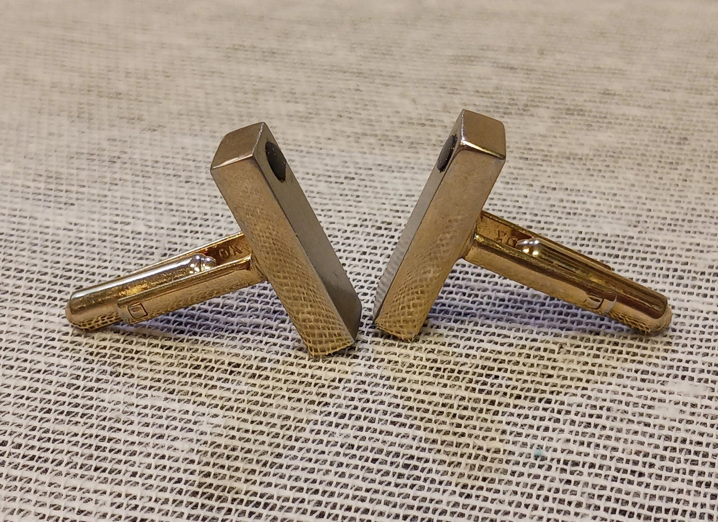 Hickok Gold Tone Cuff Links with Faux Stone Accents