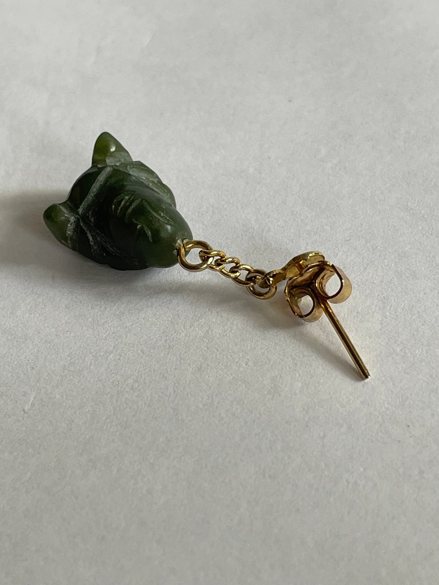 Hand Carved Jade Buddha Earrings - Vintage