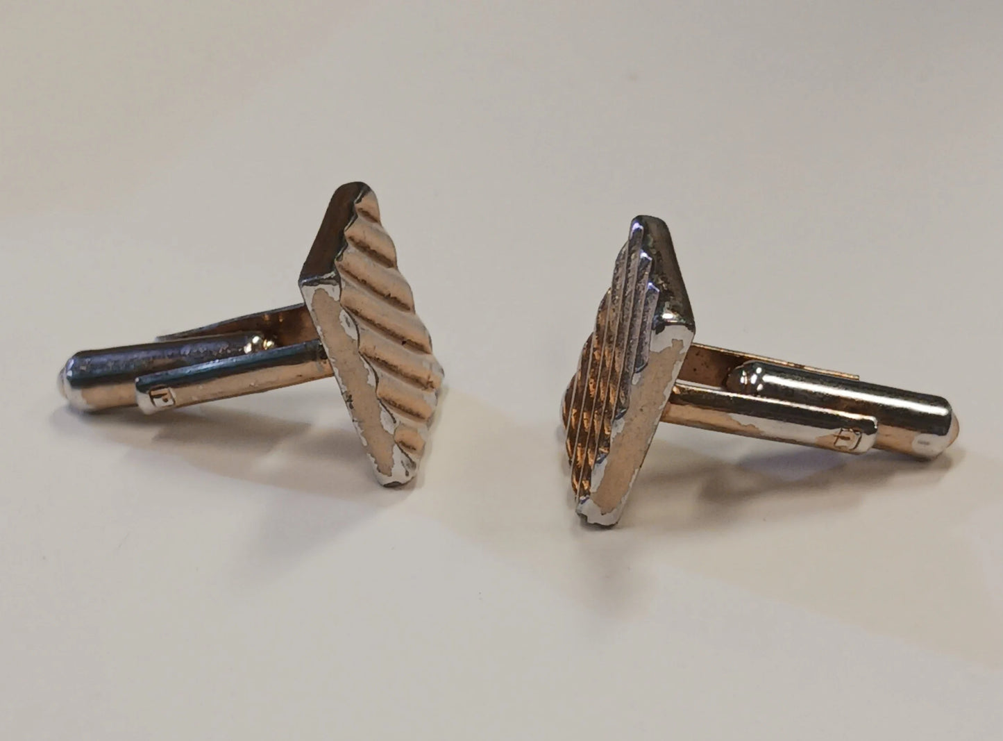 Hickok Gold Tone Textured Stripe Cuff Links