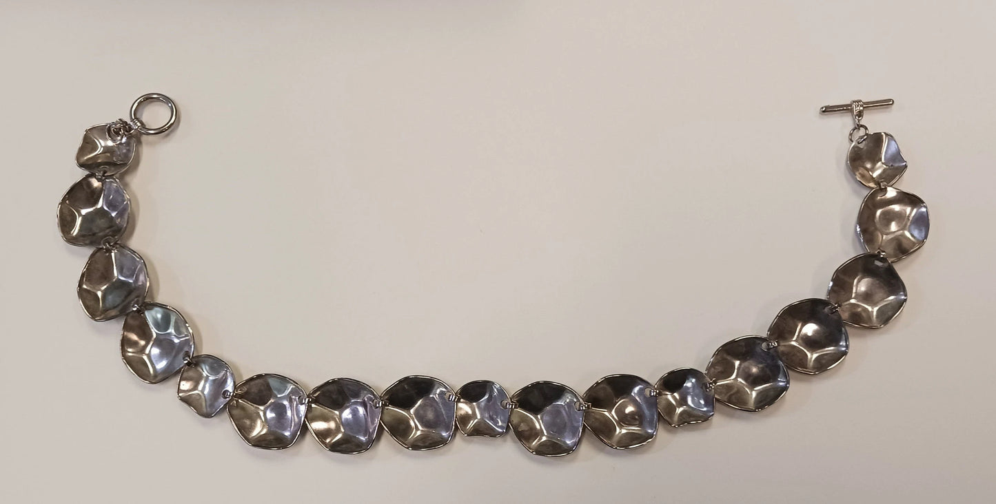 Metal Turtle Shell Statement Necklace - Brutalist Modern Jewelry - Vintage 1970s