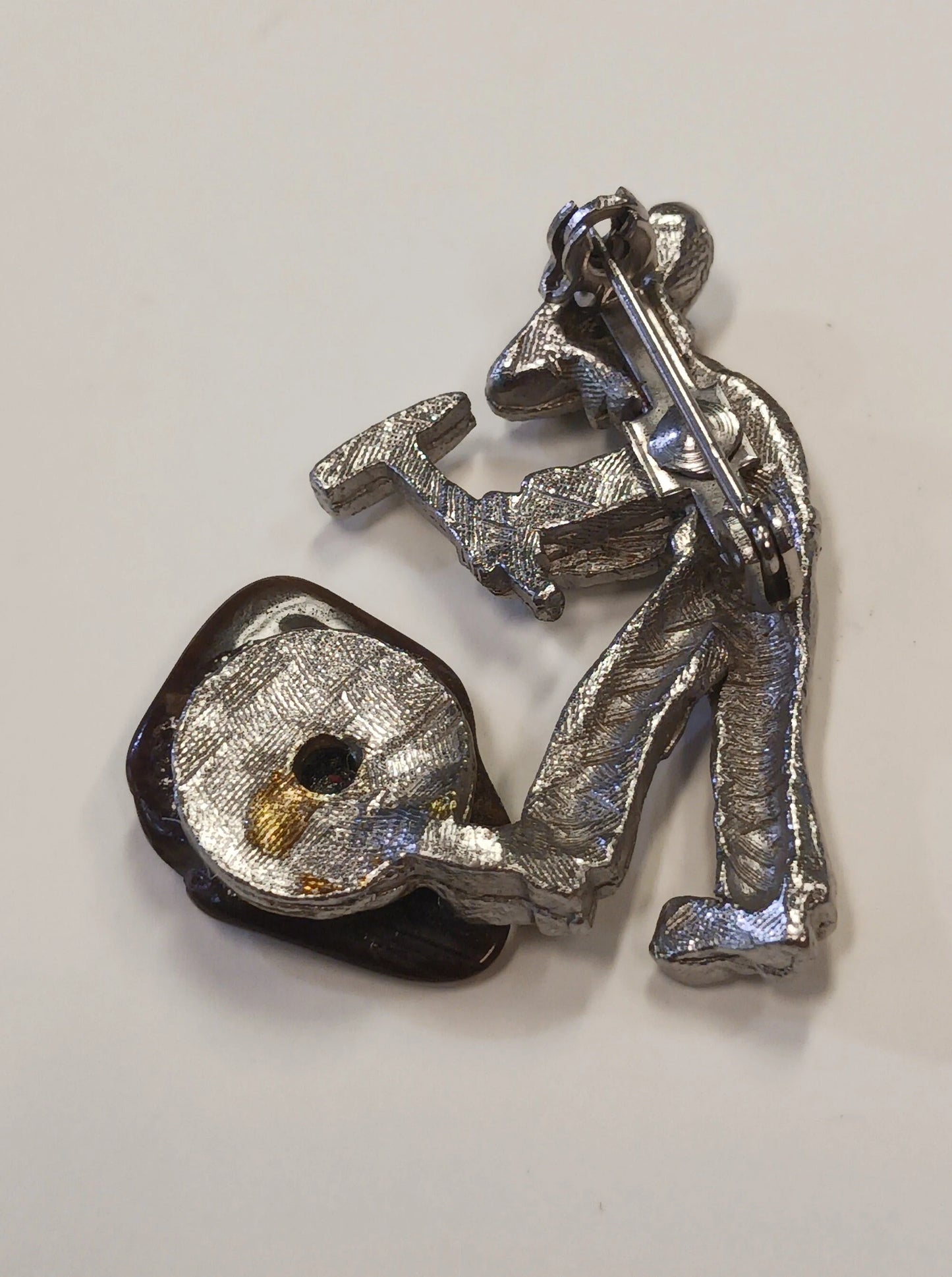 Brooch with Mexican Man Mining an Agate - Made in Mexico - Figural Vintage Brooch 1950-60s - Mid Century Pin