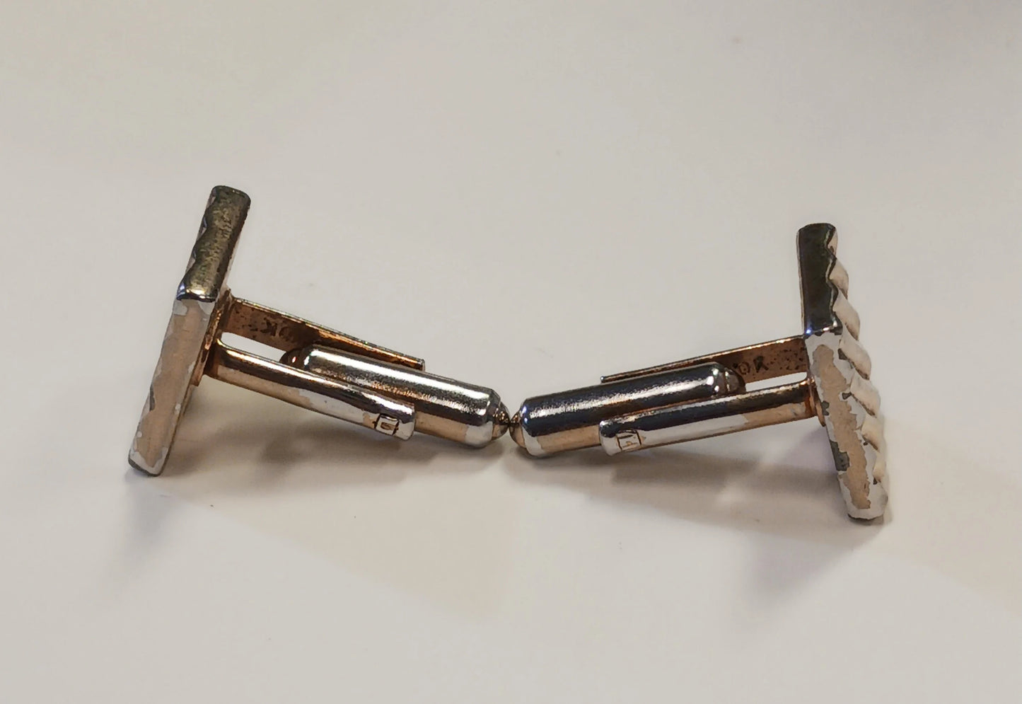 Hickok Gold Tone Textured Stripe Cuff Links