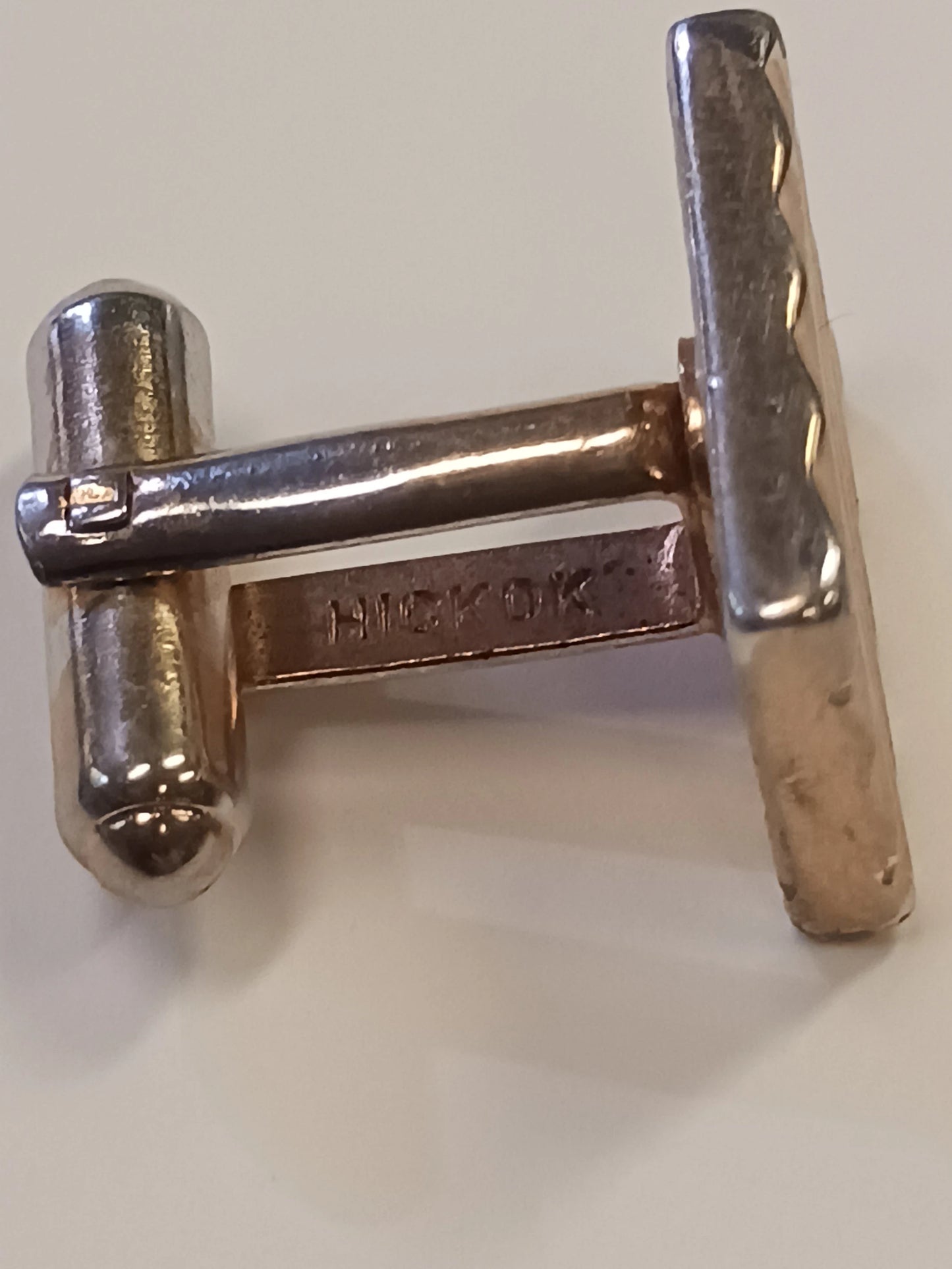 Hickok Gold Tone Textured Stripe Cuff Links