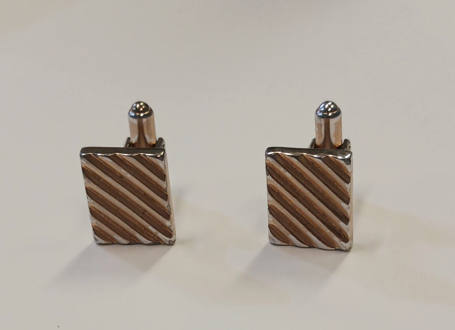 Hickok Gold Tone Textured Stripe Cuff Links