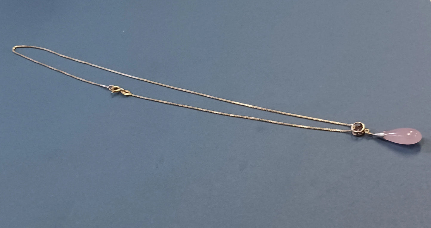 Lavender Jade Teardrop on .925 Silver Chain - Signed KC Necklace