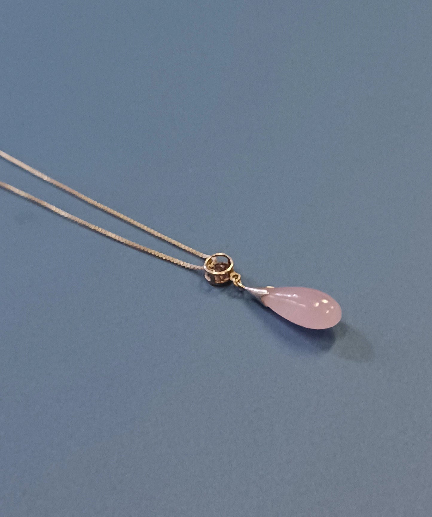 Lavender Jade Teardrop on .925 Silver Chain - Signed KC Necklace