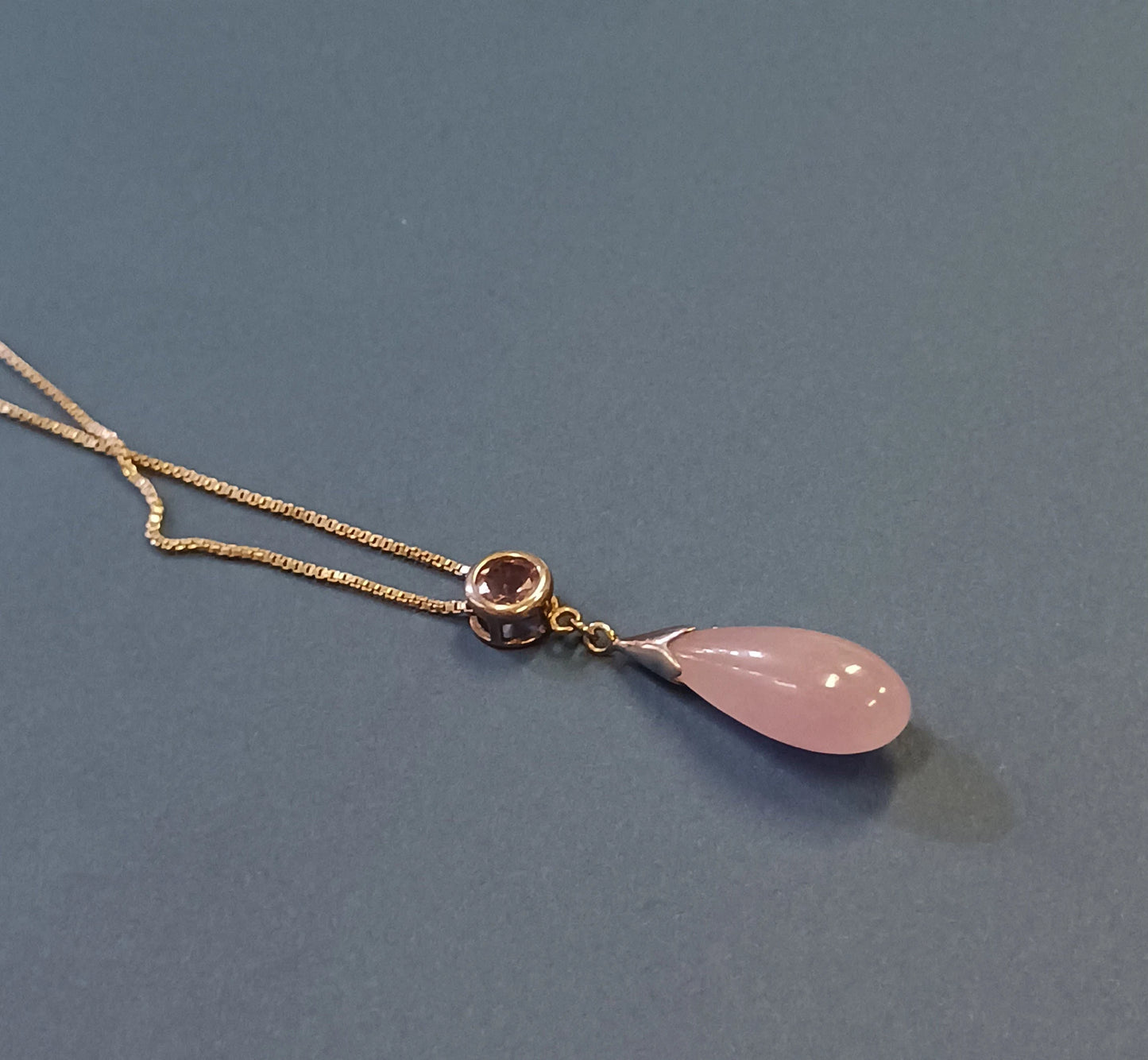 Lavender Jade Teardrop on .925 Silver Chain - Signed KC Necklace