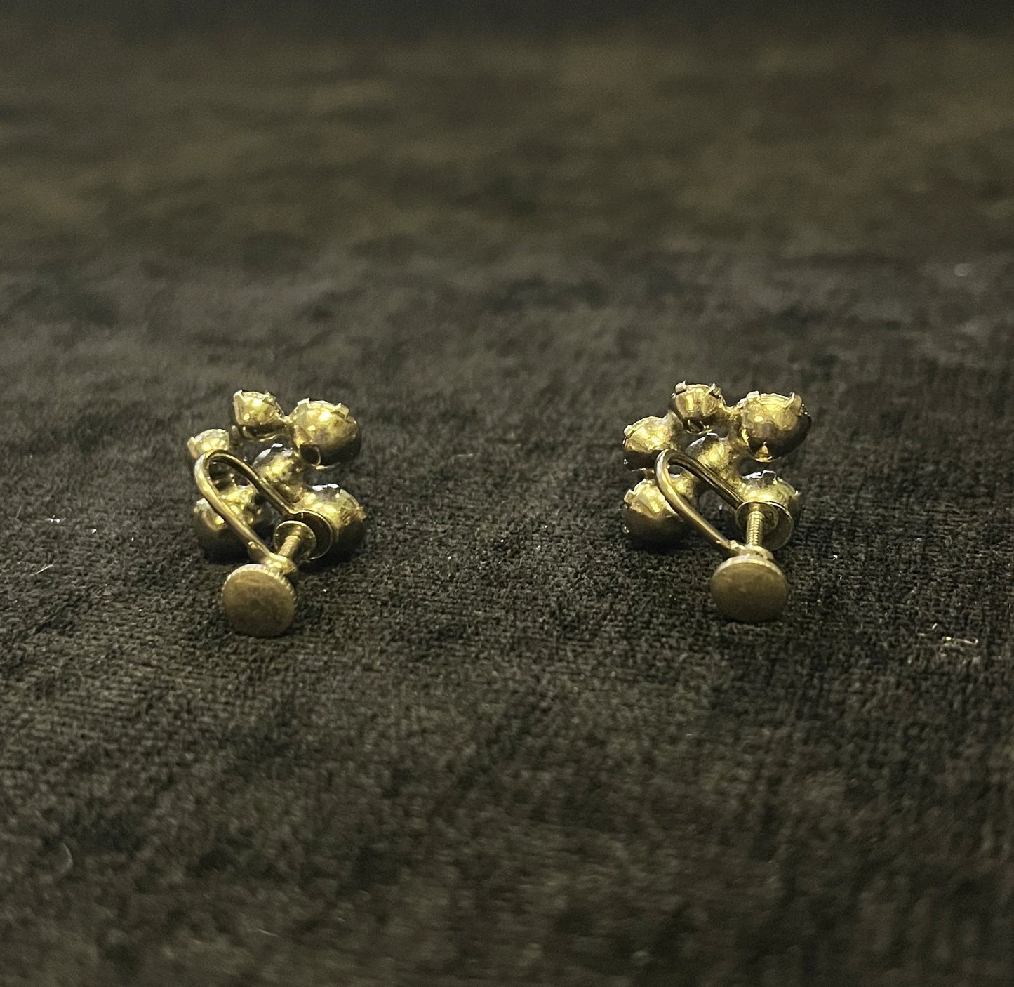 High Grade Crystal and Rhinestone Round Floral Earrings - Vintage