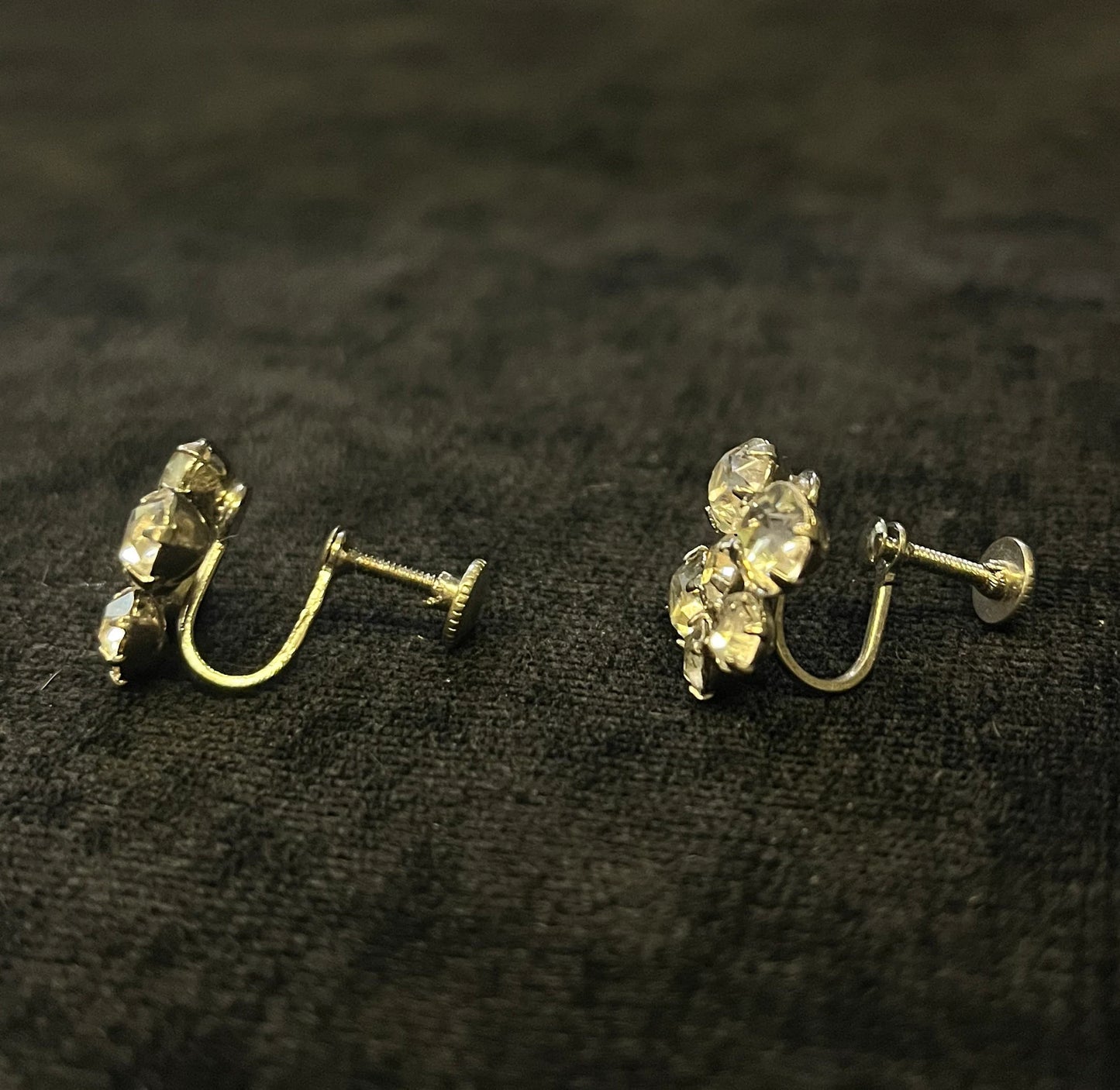 High Grade Crystal and Rhinestone Round Floral Earrings - Vintage