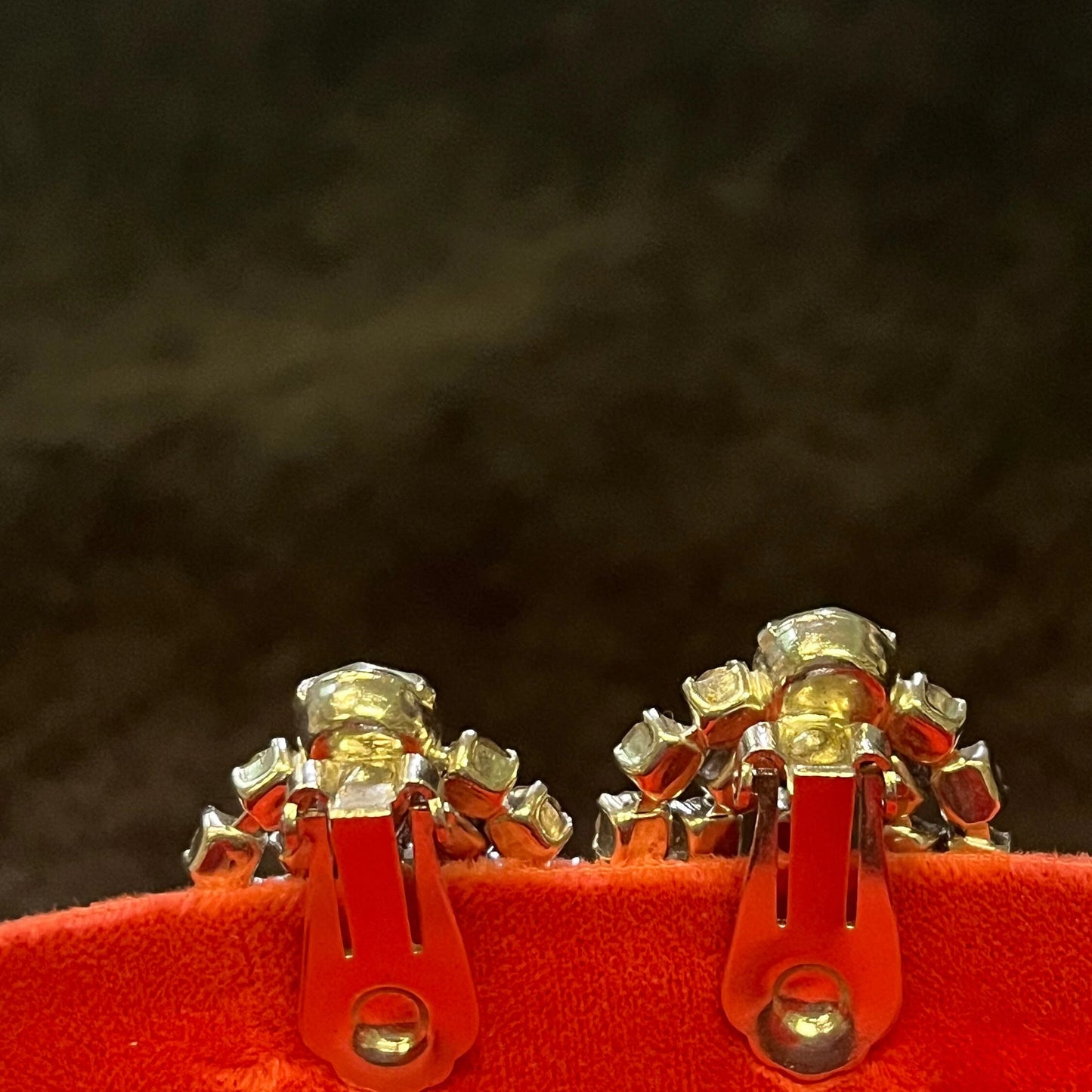 Large Crystal Double Crystal Rhinestone Clip on Earrings - Vintage - Wedding or Bridal Jewelry