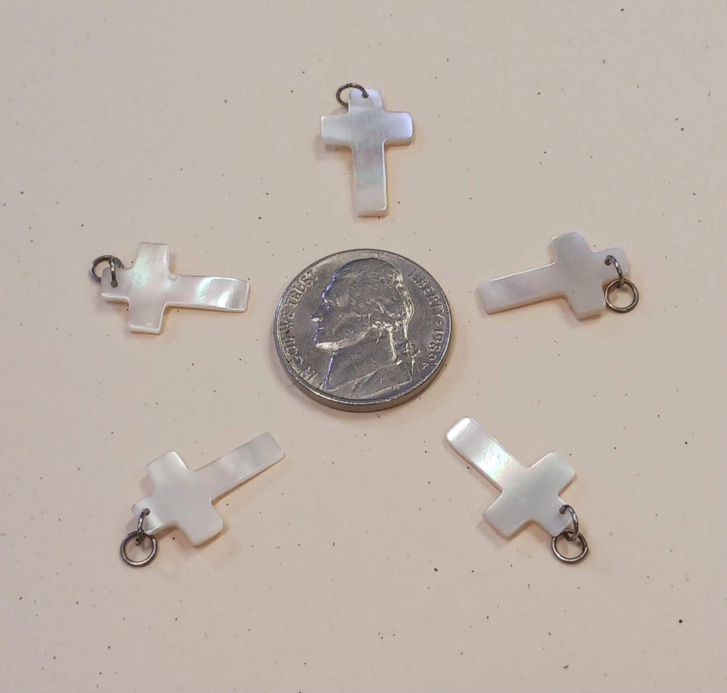 Mother of Pearl Cross Charms - Vintage Religious Supplies