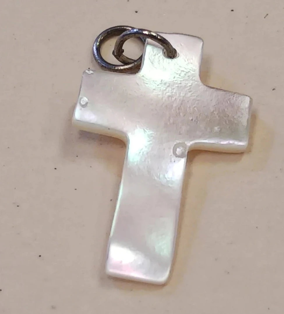 Mother of Pearl Cross Charms - Vintage Religious Supplies