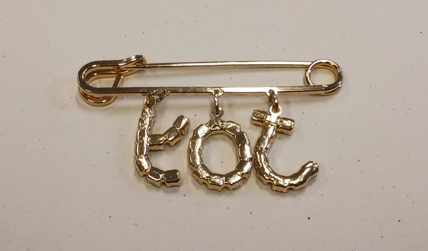 Gold Tone and Rhinestone "JOY" Brooch