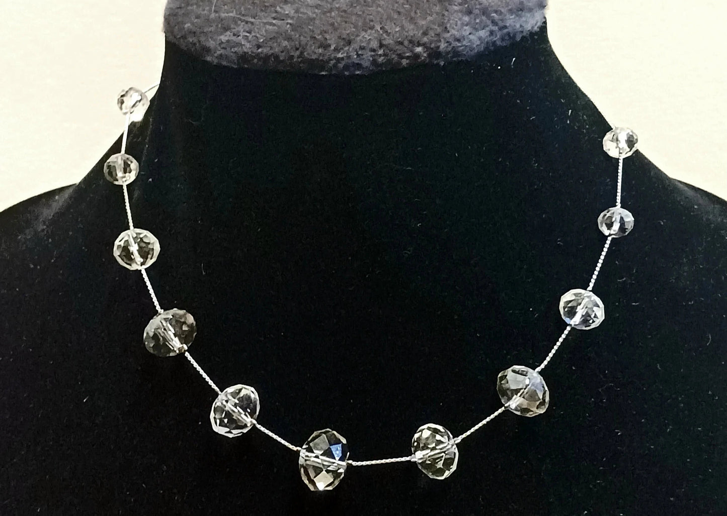 Austrian Faceted Clear and Smoky Crystal Necklace - Bridal Wear, Perfect for Prom - Crystal Evening wear - Mid Century Modern Crystal Choker