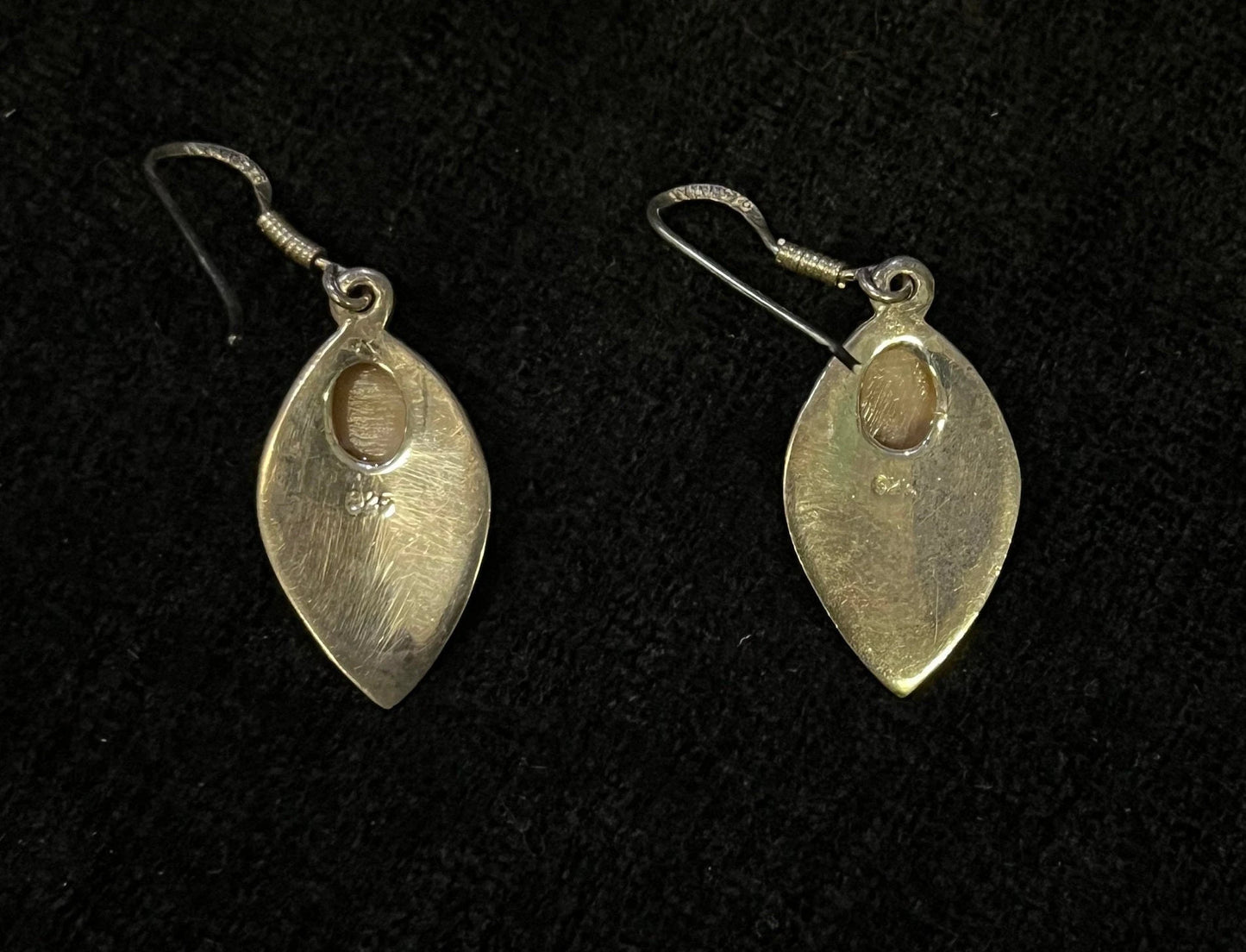 Silver Teardrop Earrings with Channel Set Pink Quartz Gemstones - Vintage Artist Made - Southwest .925 Trade Jewelry