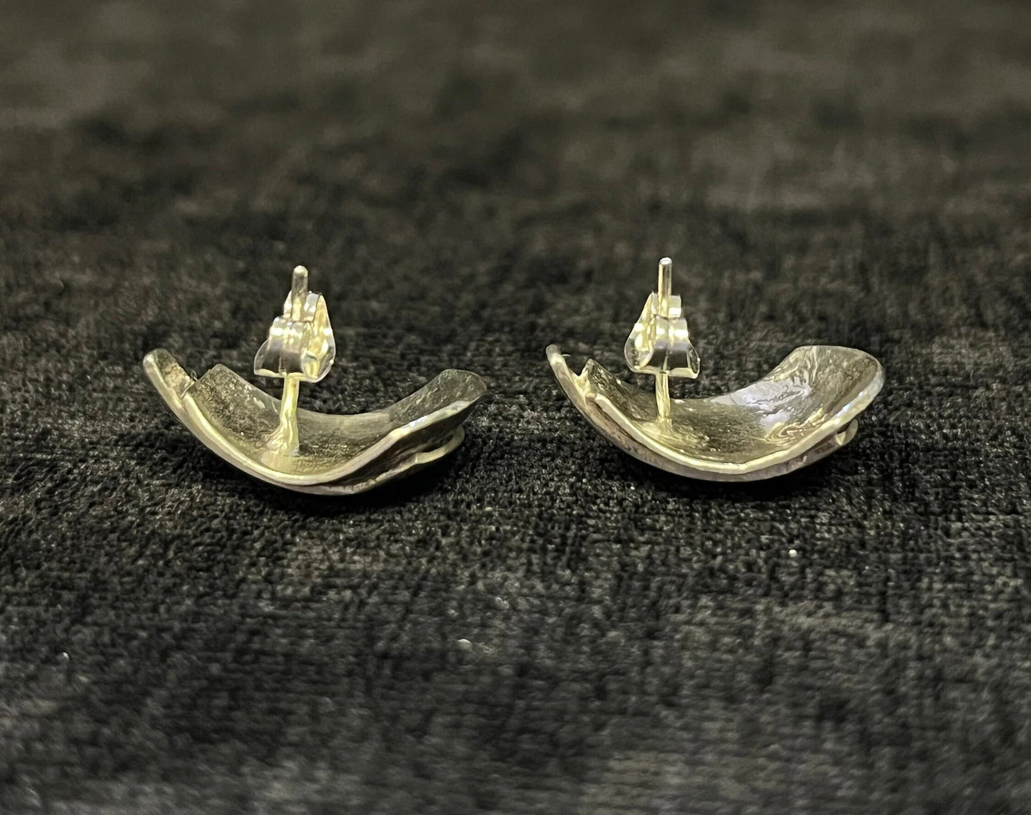Curved Silver Earrings with posts- Vintage Small BoHo Earrings - Cowgirl Perfect Earrings