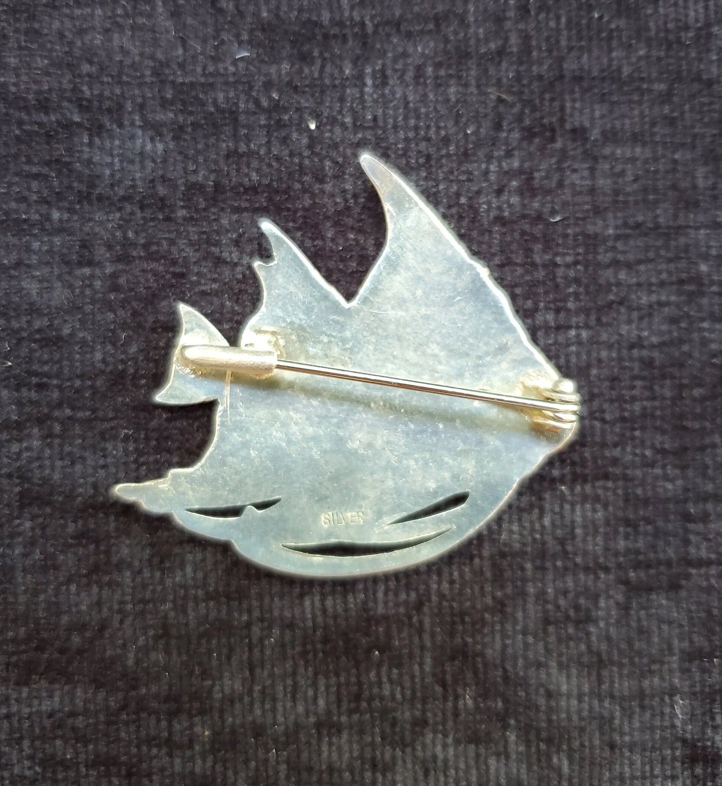 Angel Fish Pin Cloisonné on Sterling Silver Angel Fish Pin/Brooch