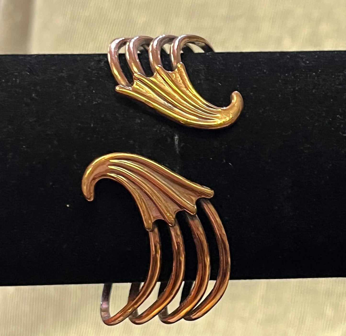 Renoir Copper Clamp On Bracelet - Vintage Mid Century - Geometric Bracelet