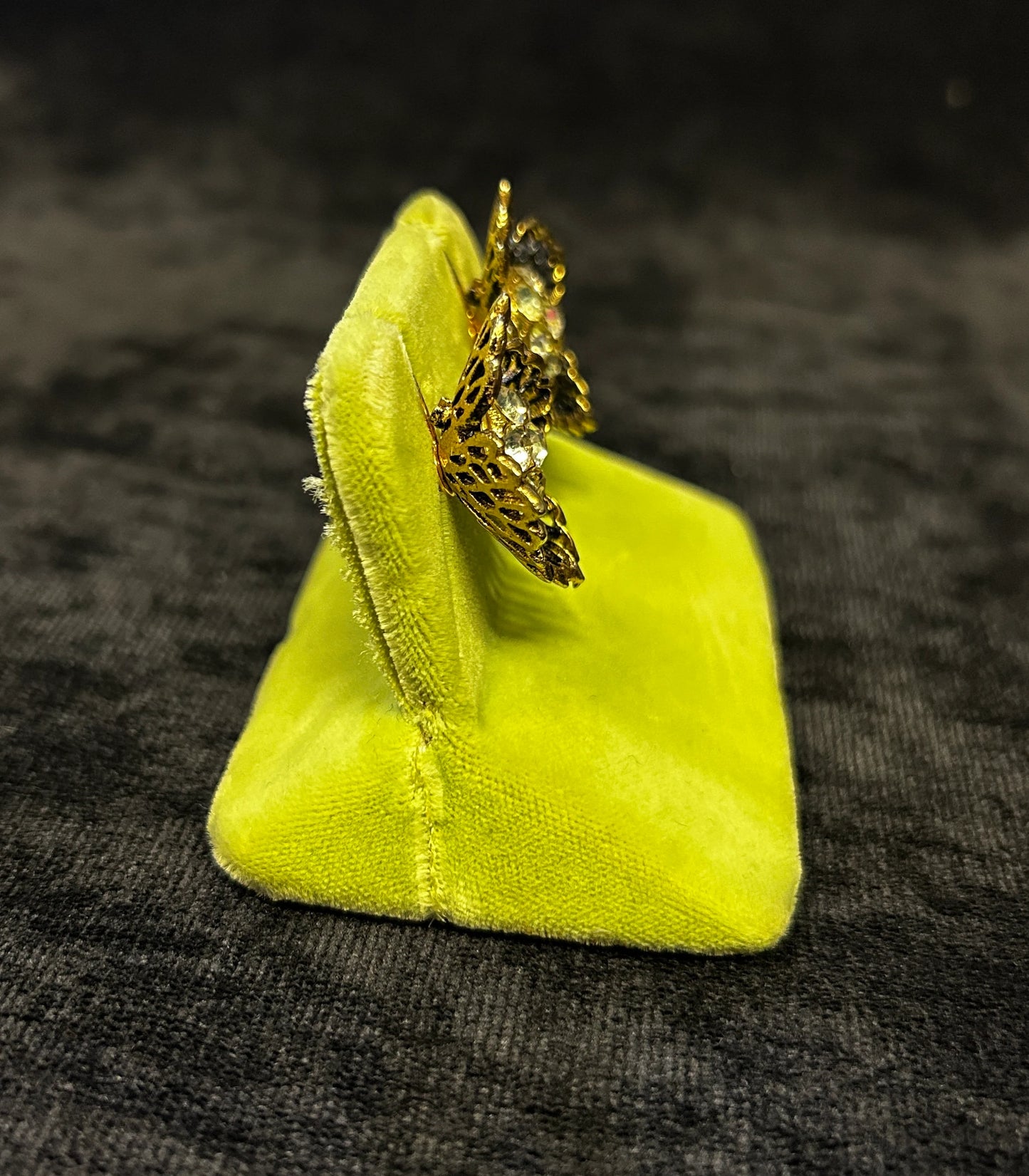 Gold-Tone Cut Out leaves Surrounding Pave' Rhinestones Centers - Fancy Clip Back Earrings - Wedding or Prom Jewelry