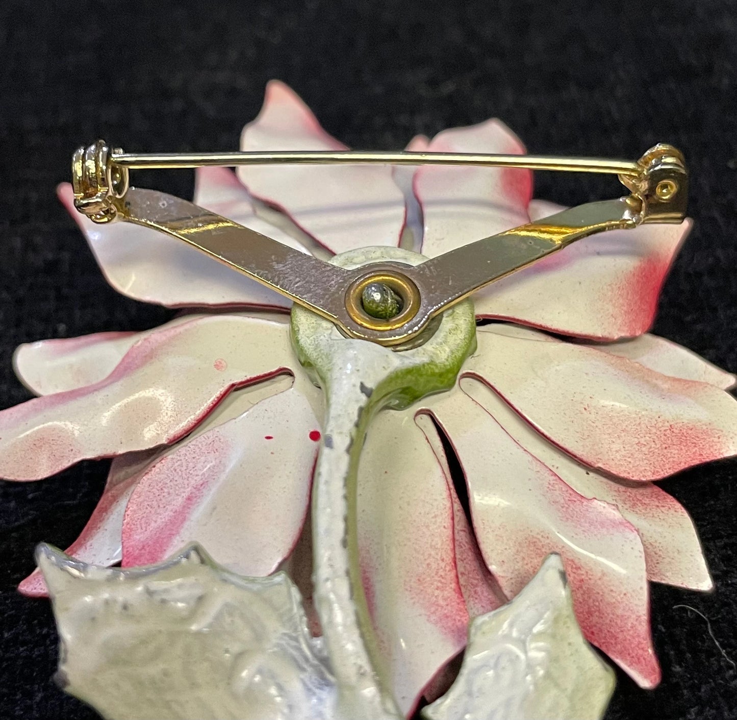 Red Poinsettia Flower Pin - Christmas Poinsettia Brooch - Enameled Poinsettia
