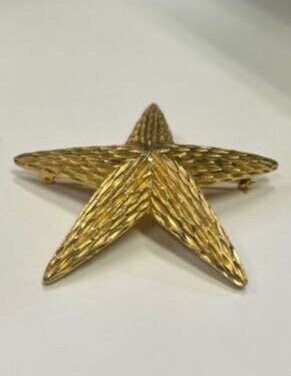 BSK Military Star Brooch - Gold Toned - Vintage