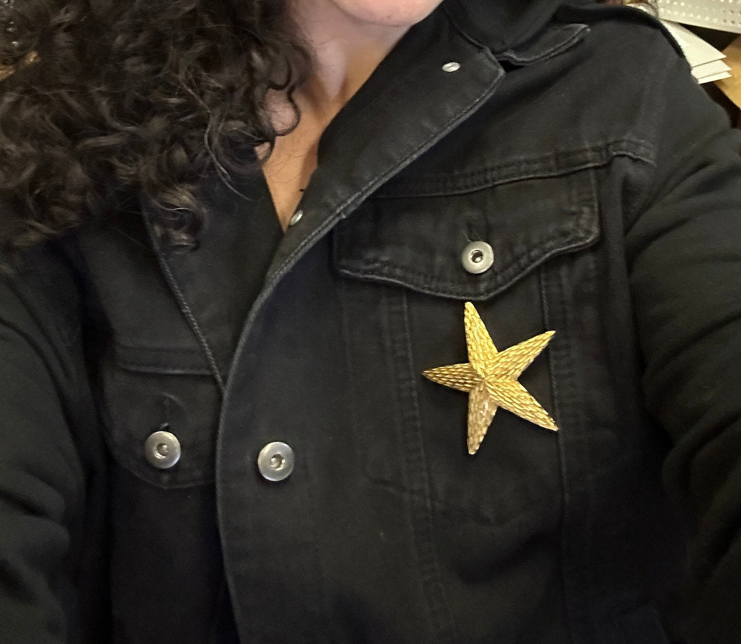 BSK Military Star Brooch - Gold Toned - Vintage