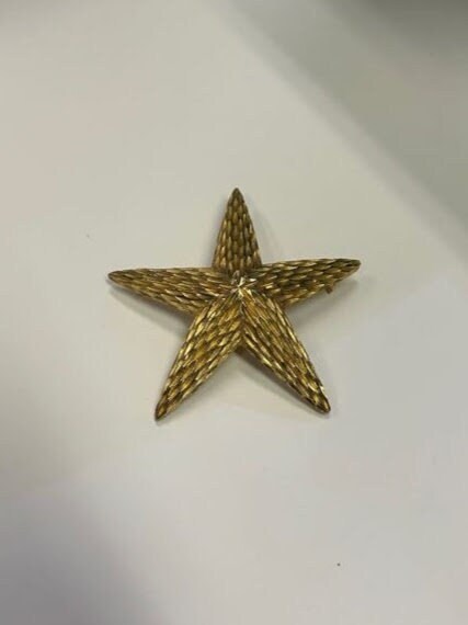 BSK Military Star Brooch - Gold Toned - Vintage
