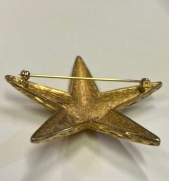 BSK Military Star Brooch - Gold Toned - Vintage