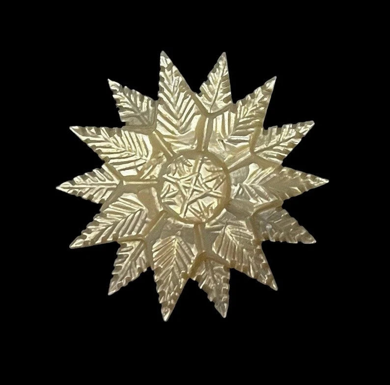 Mother of Pearl Snowflake Brooch/Pin - Natural Jewelry