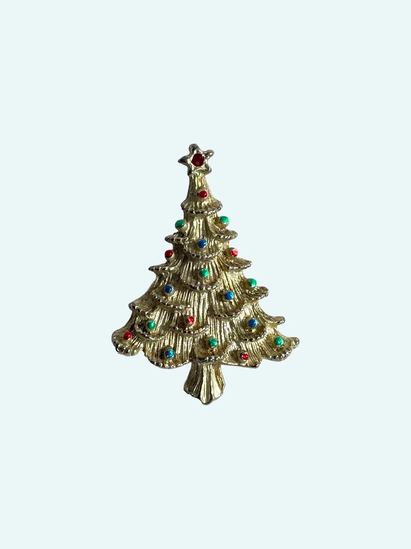 Gerry's Jewelry Company - Christmas Tree Brooch - Silver Enamel with Gold Wash