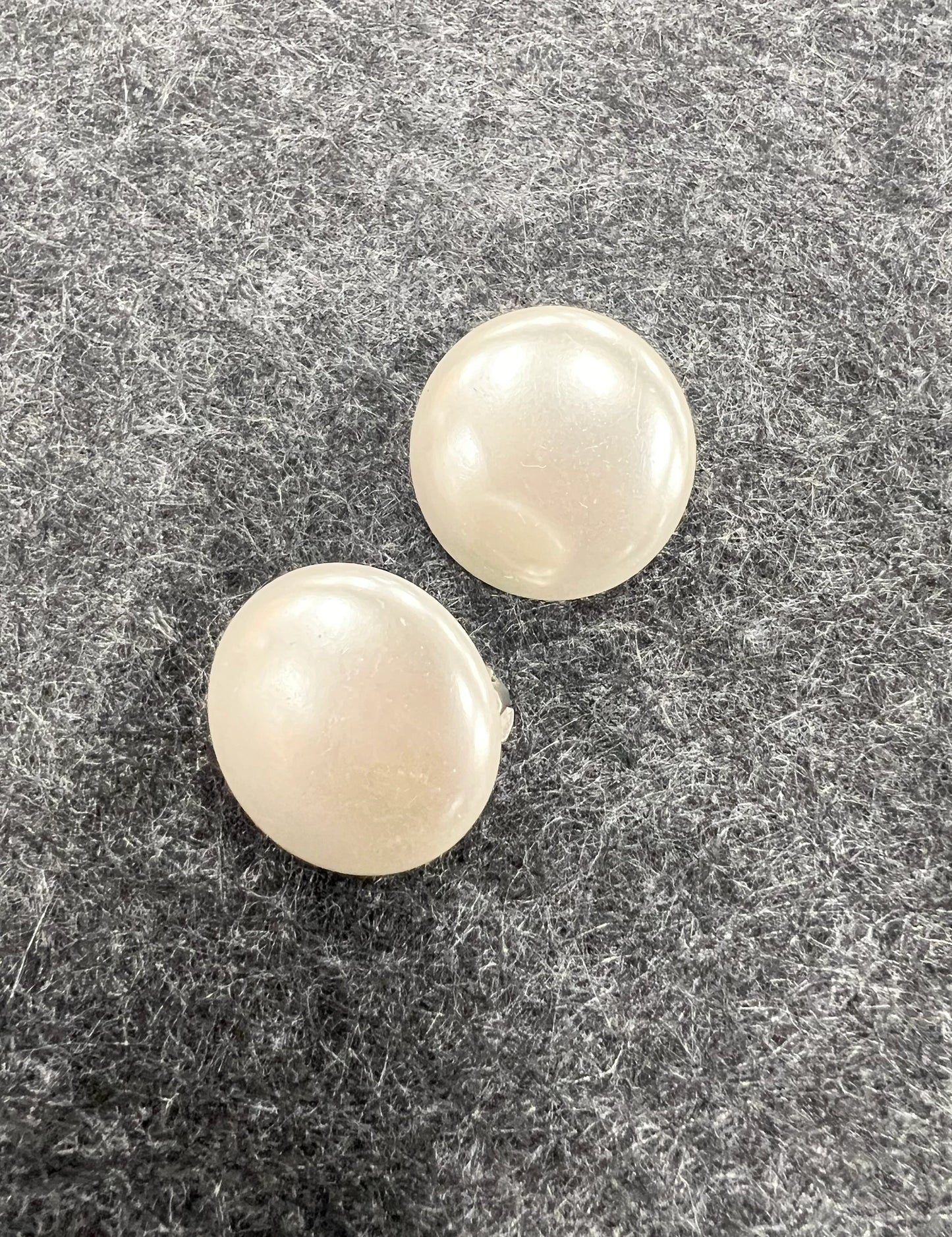 Large Pearl Circle Clip-on Earrings - Large Shiny - Faux Pearl Earrings - Made in Japan - 1950s Earrings