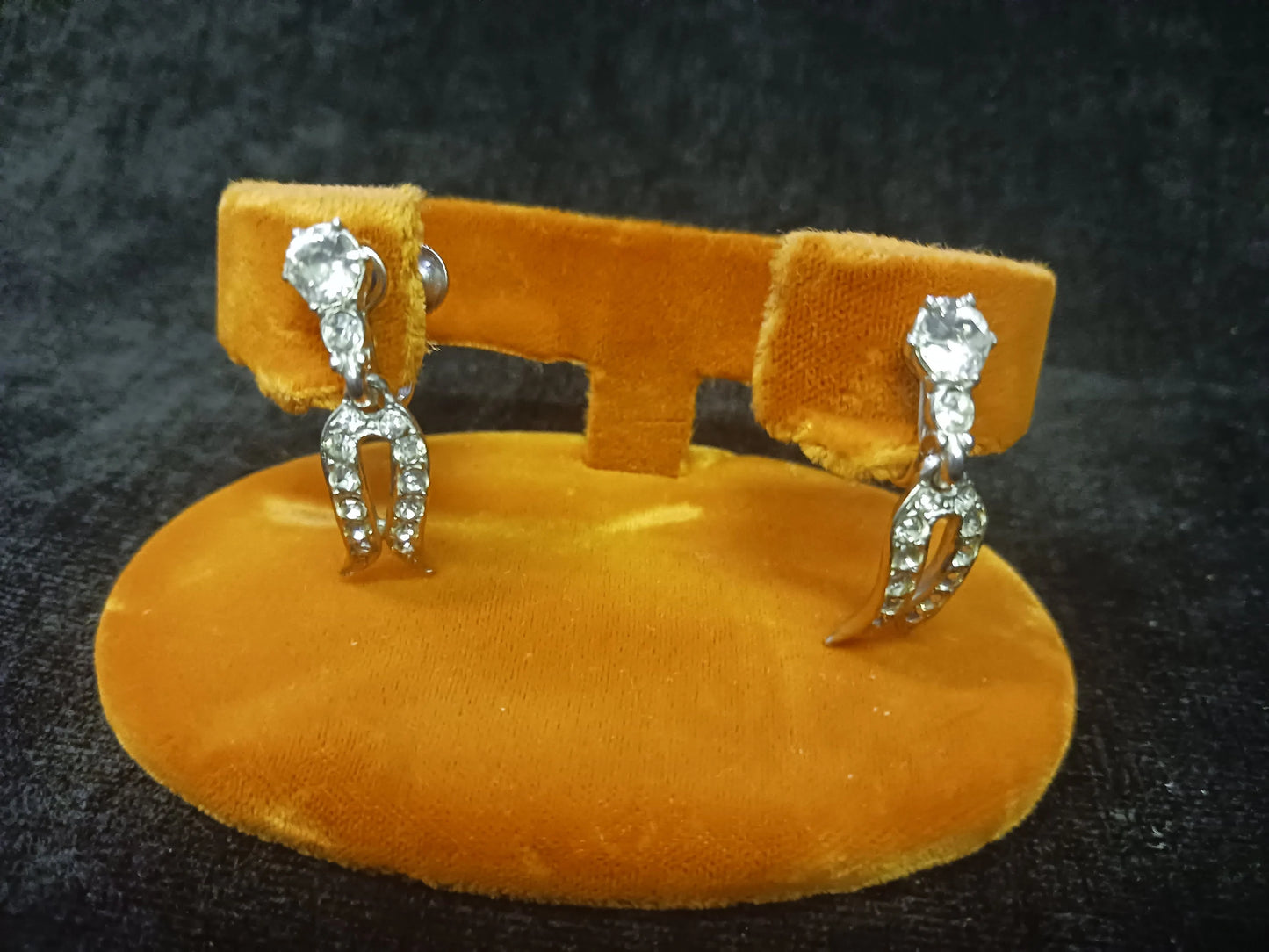 Albion Signed Contessa 3" Dangle Earrings - 1950s Vintage - Vintage Rhinestone Screw Back Earrings
