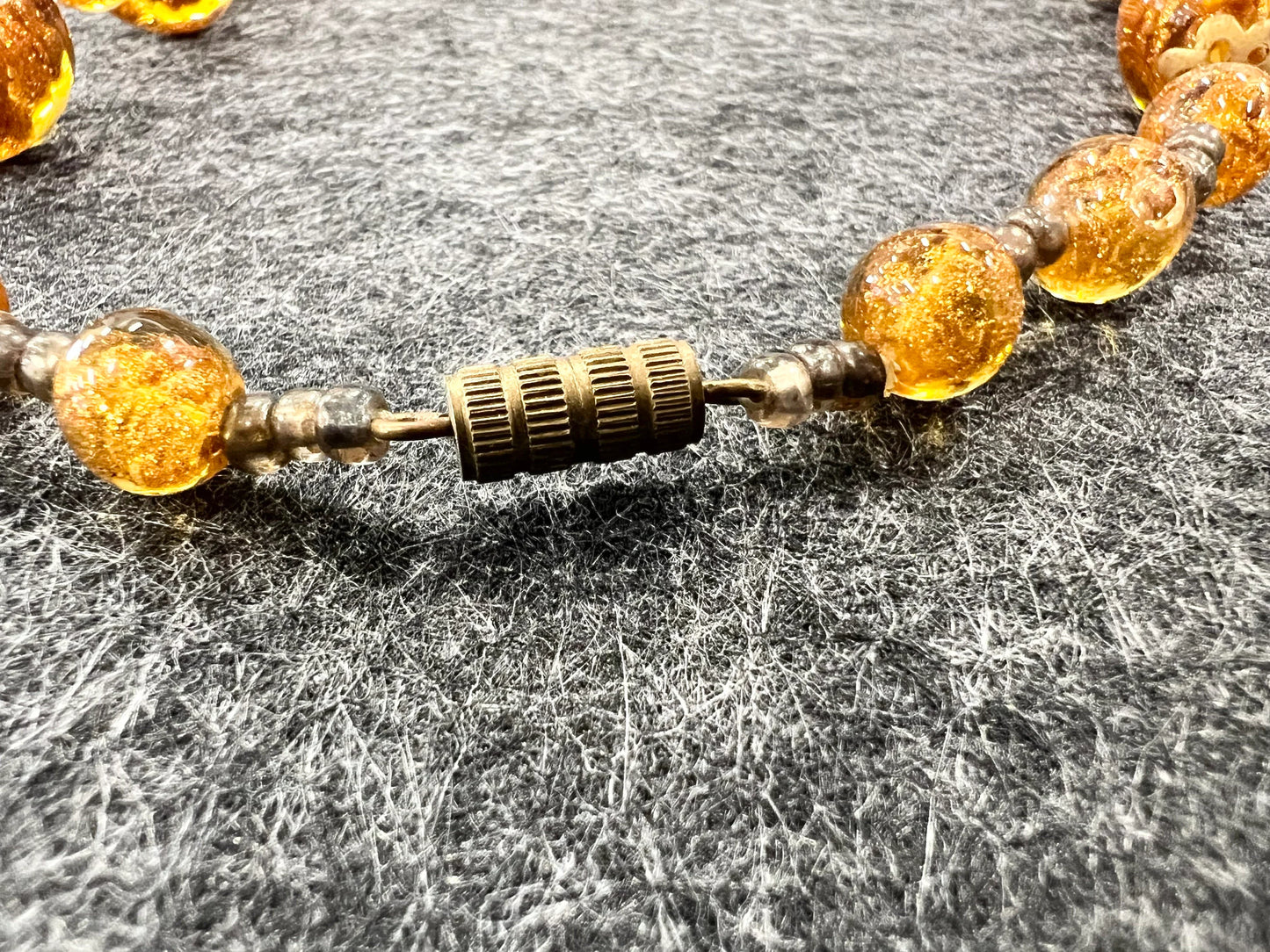 Sparkling Copper Murano Glass Necklace - Adjustable Length Glass Necklace - Choker to Princess - Copper Infused in Honey Colored Glass -MCM