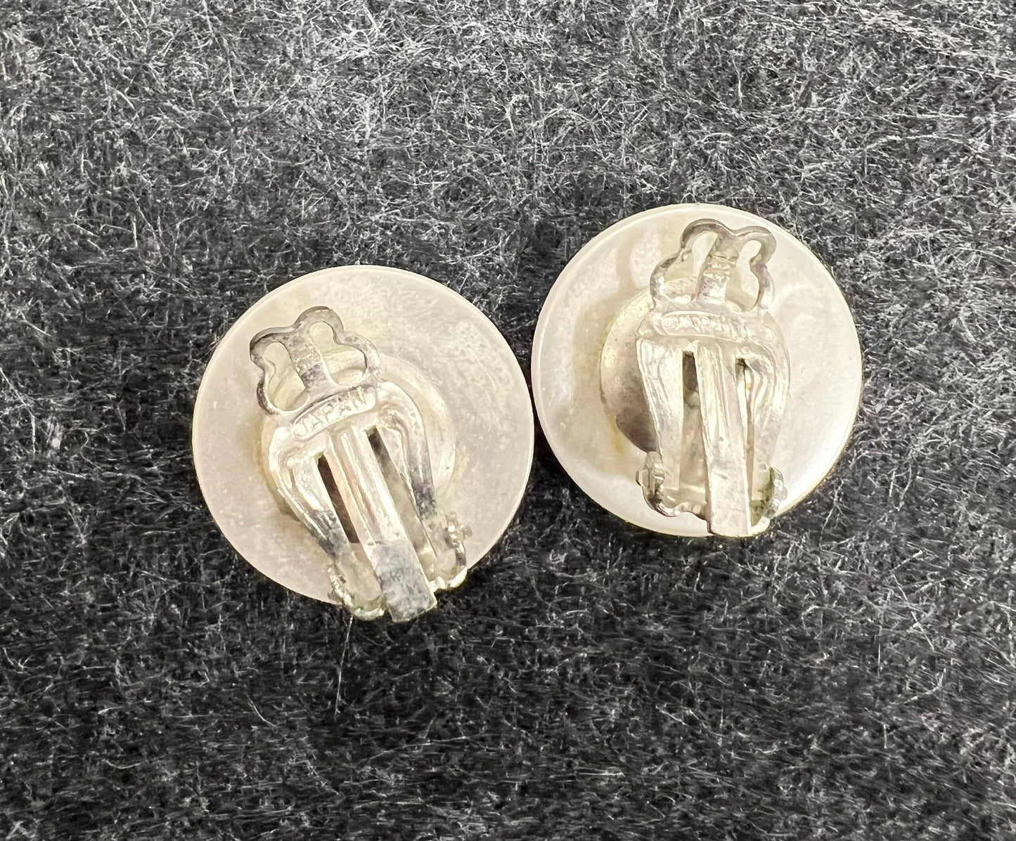 Large Pearl Circle Clip-on Earrings - Large Shiny - Faux Pearl Earrings - Made in Japan - 1950s Earrings