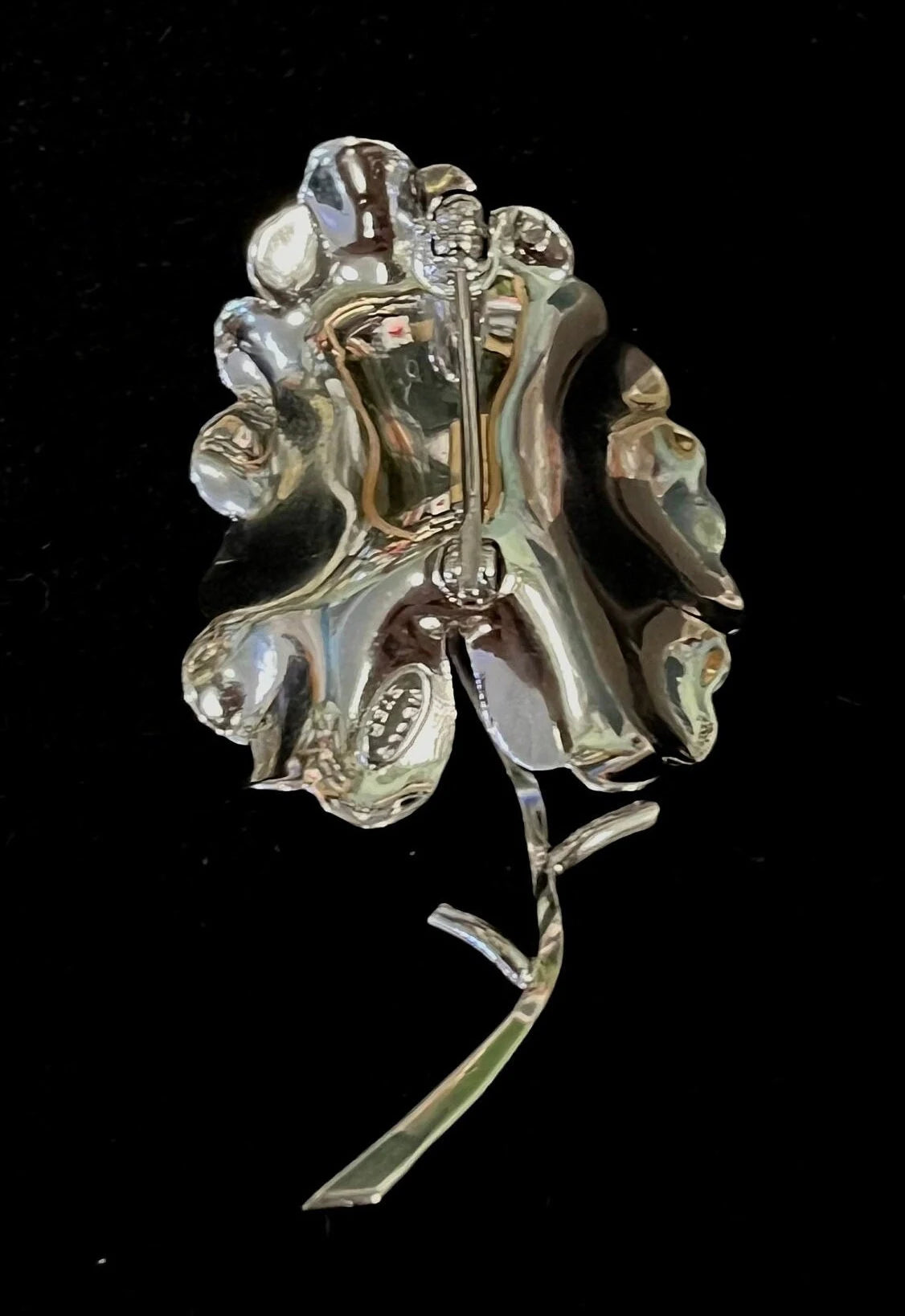 Sterling Silver Brooch with Black Akoya Pearl - Vintage
