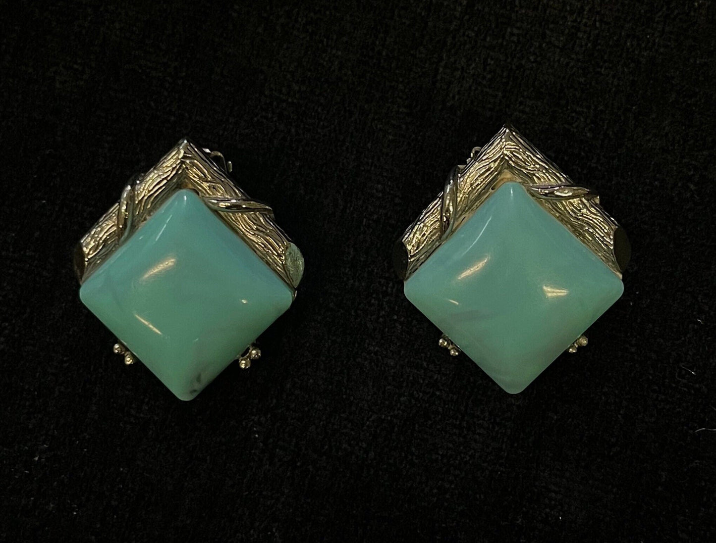 1970s Faux Turquoise Earrings - Vintage