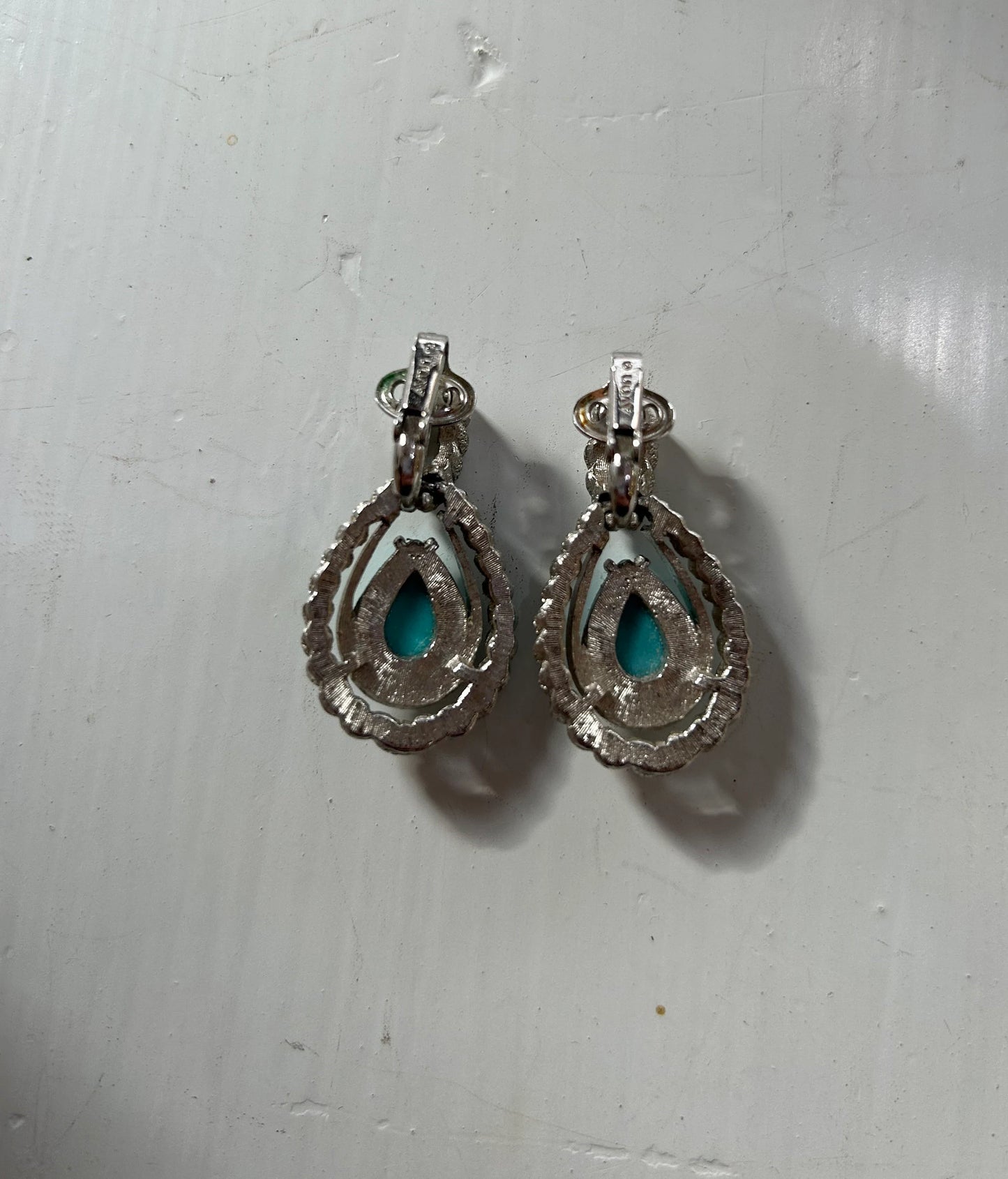AVON Turquoise and Silver Necklace and Clip-on Earrings Set- 3 Piece Set - Boho Style Faux Turquoise and Silver - Avon Collectible Set