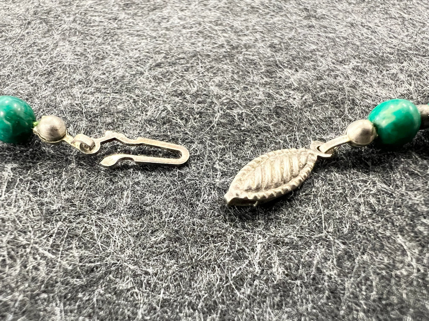 Kelly Green Agate Necklace - For all Seasons - Mid Century Boho Style - 25" Long Graduating Green Agates - With Sterling Ball Separators