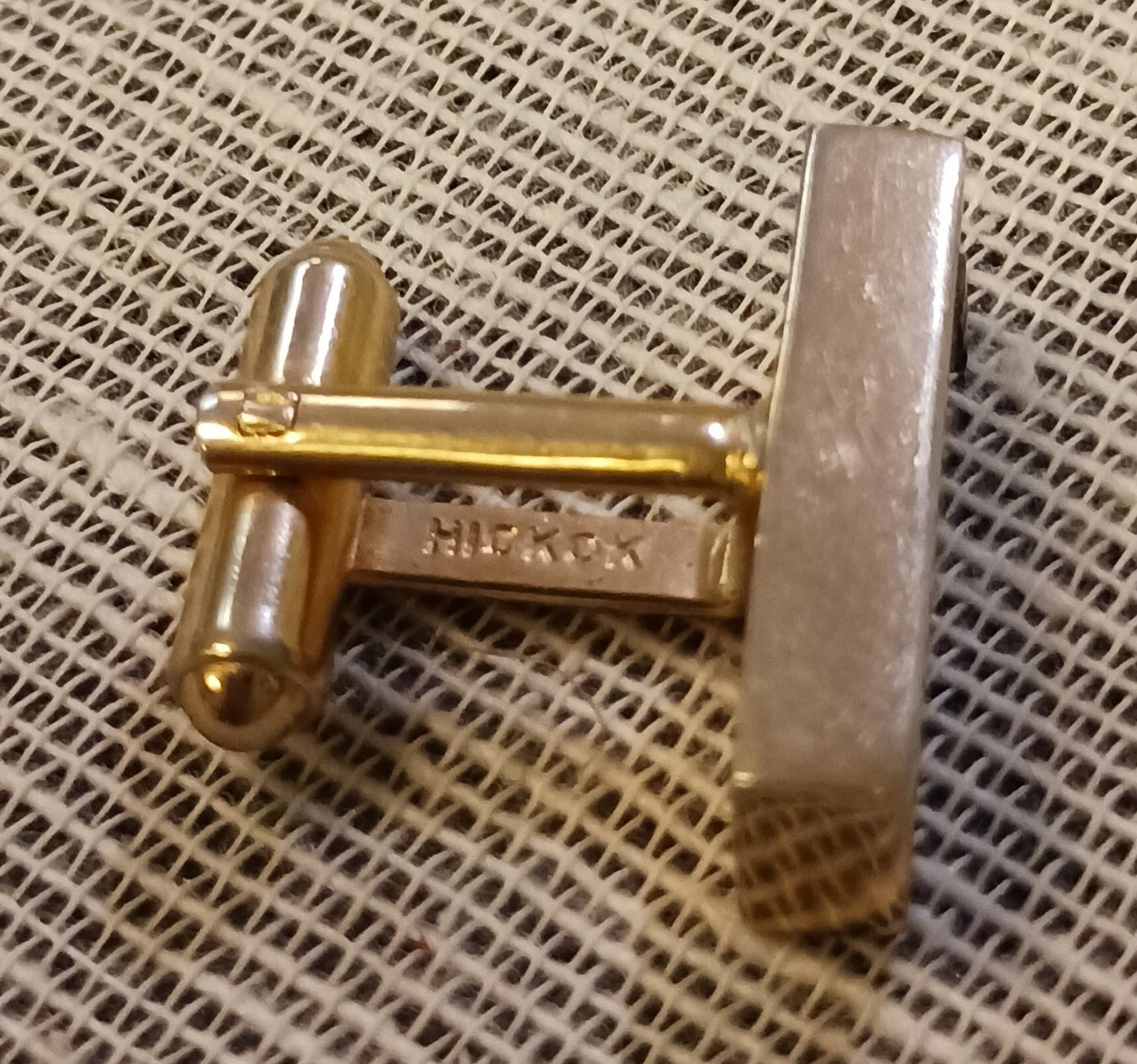 Hickok Gold Tone Cuff Links with Faux Stone Accents