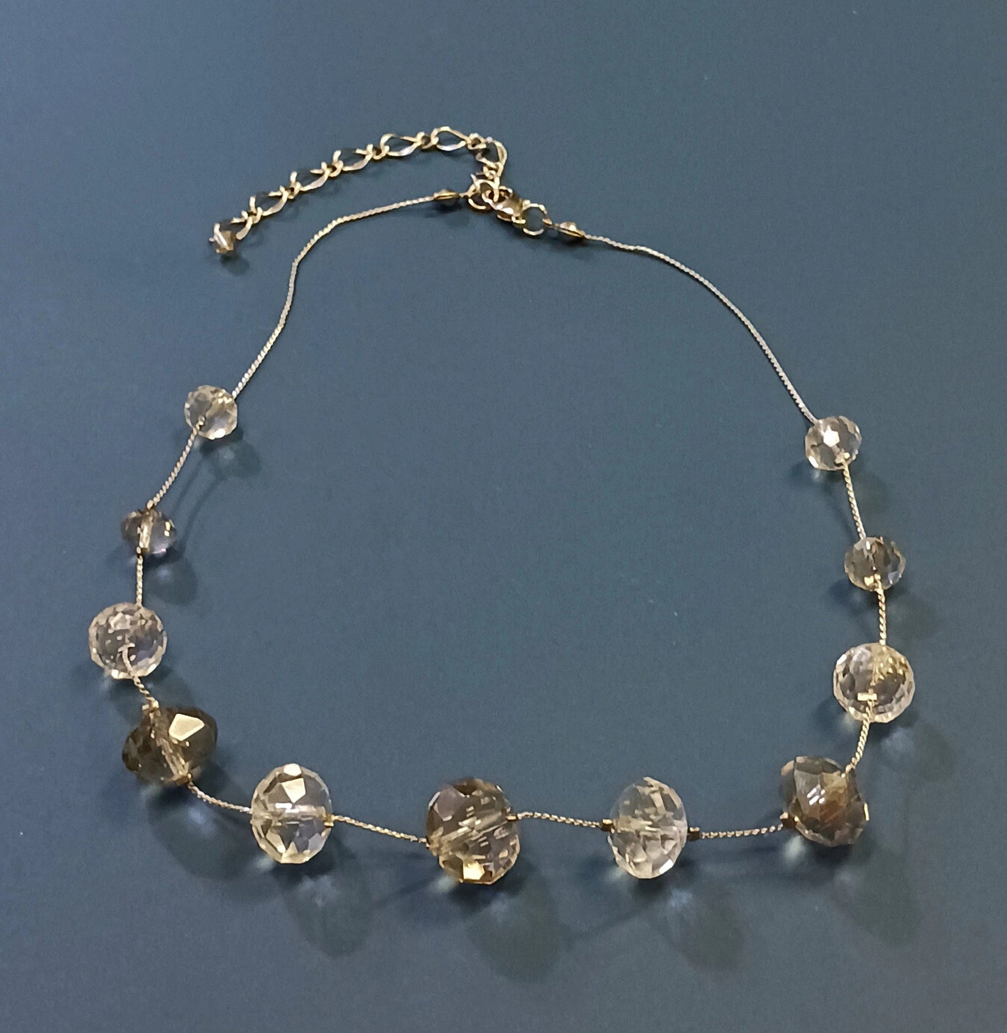 Austrian Faceted Clear and Smoky Crystal Necklace - Bridal Wear, Perfect for Prom - Crystal Evening wear - Mid Century Modern Crystal Choker