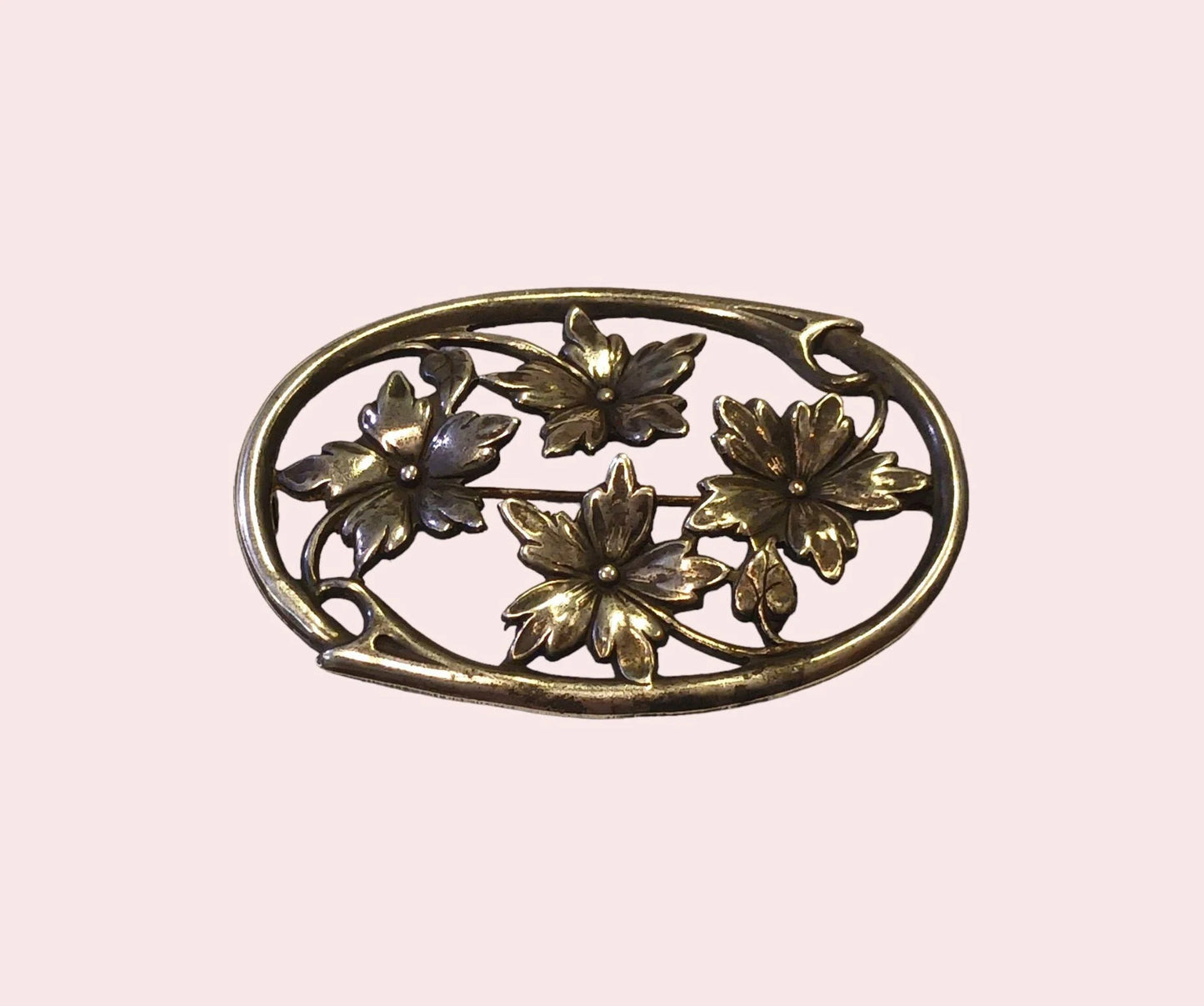 Art Nouveau Sterling Silver Flower Brooch - .925 Silver Pin - 2.5" Art Nouveau Era Brooch - Naturalist Era 1900 Jewelry