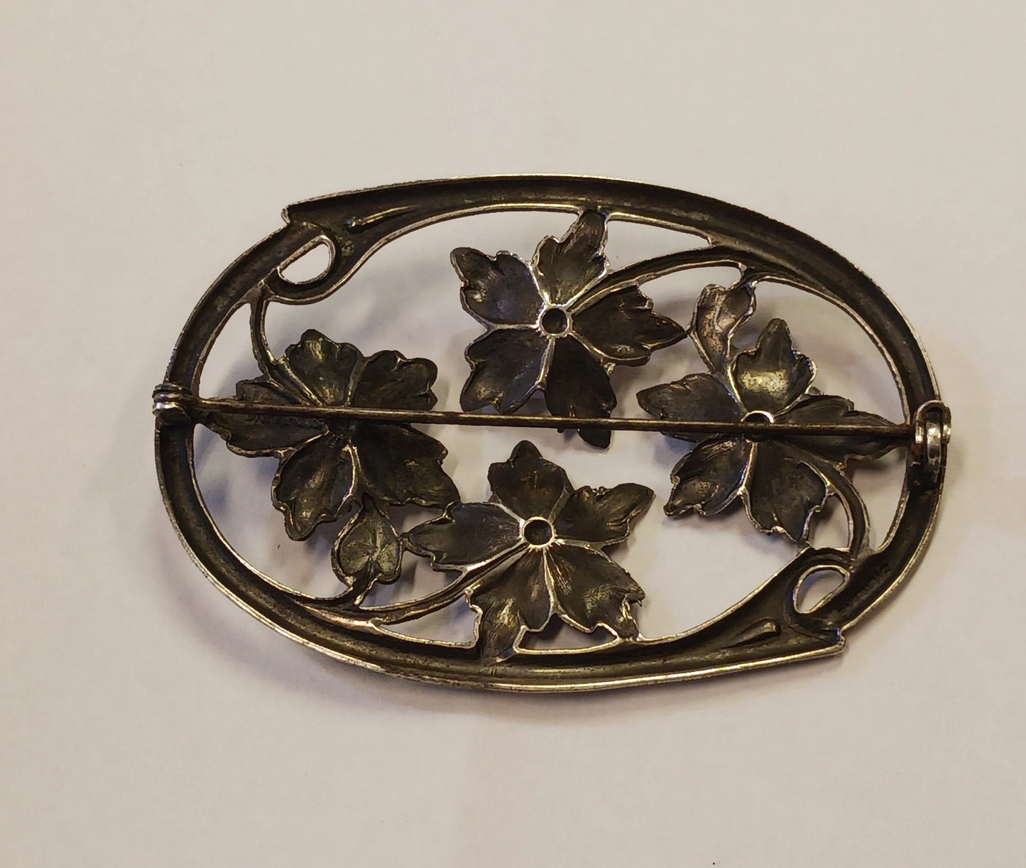Art Nouveau Sterling Silver Flower Brooch - .925 Silver Pin - 2.5" Art Nouveau Era Brooch - Naturalist Era 1900 Jewelry
