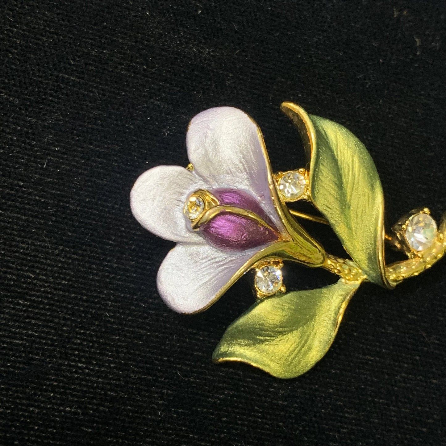 Purple and Green Enamel Pin With 4 Very Sparkly Australian Rhinestones