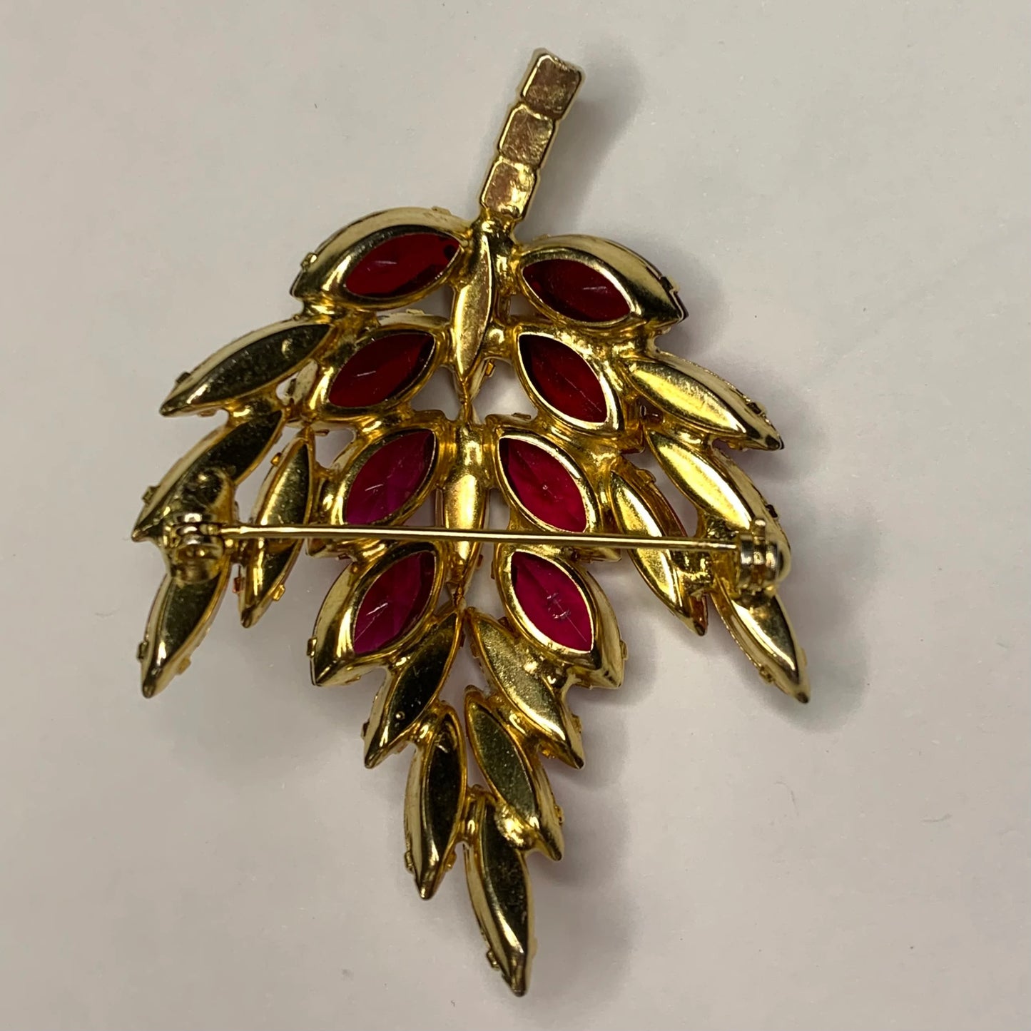 Fall Maple Leaf Brooch in Gradients of Pink Rhinestone - Floral Brooch Pin