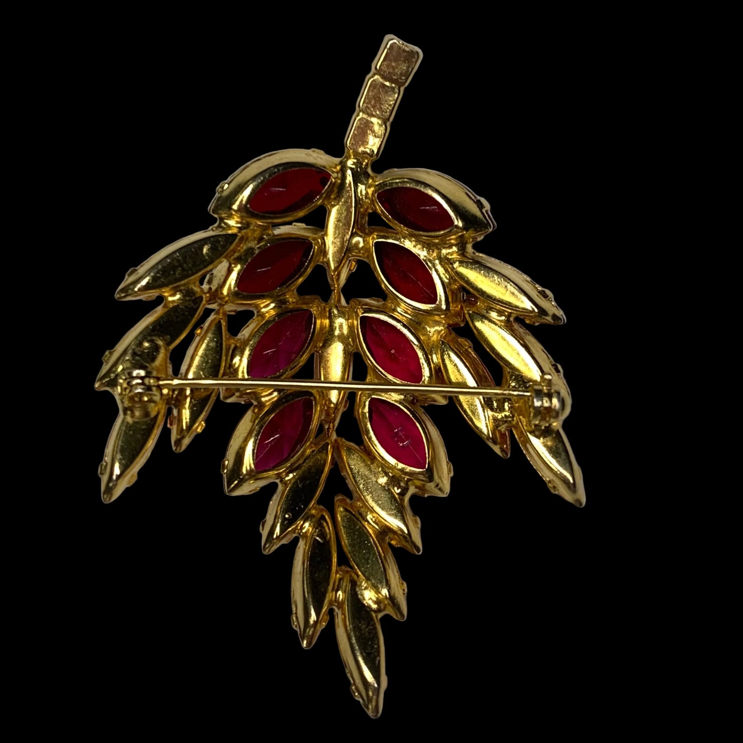 Fall Maple Leaf Brooch in Gradients of Pink Rhinestone - Floral Brooch Pin