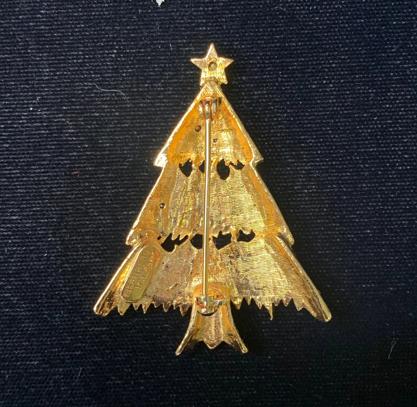 Eisenberg Christmas Tree Brooch Pin - Multicolor Eisenberg Rhinestones Lighting Gold Holiday tree