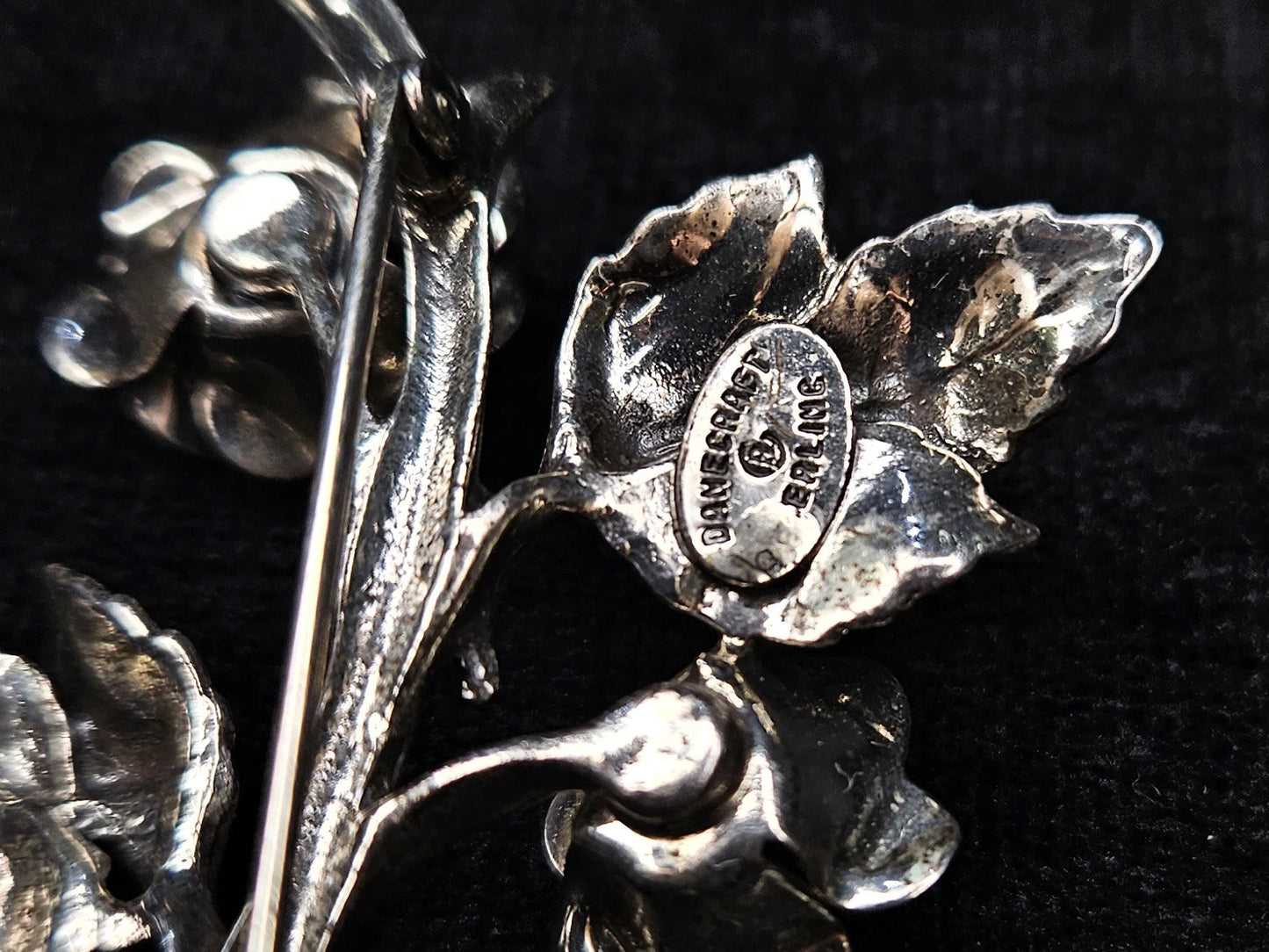 Danecraft Sterling Silver Rose Floral Brooch Pin