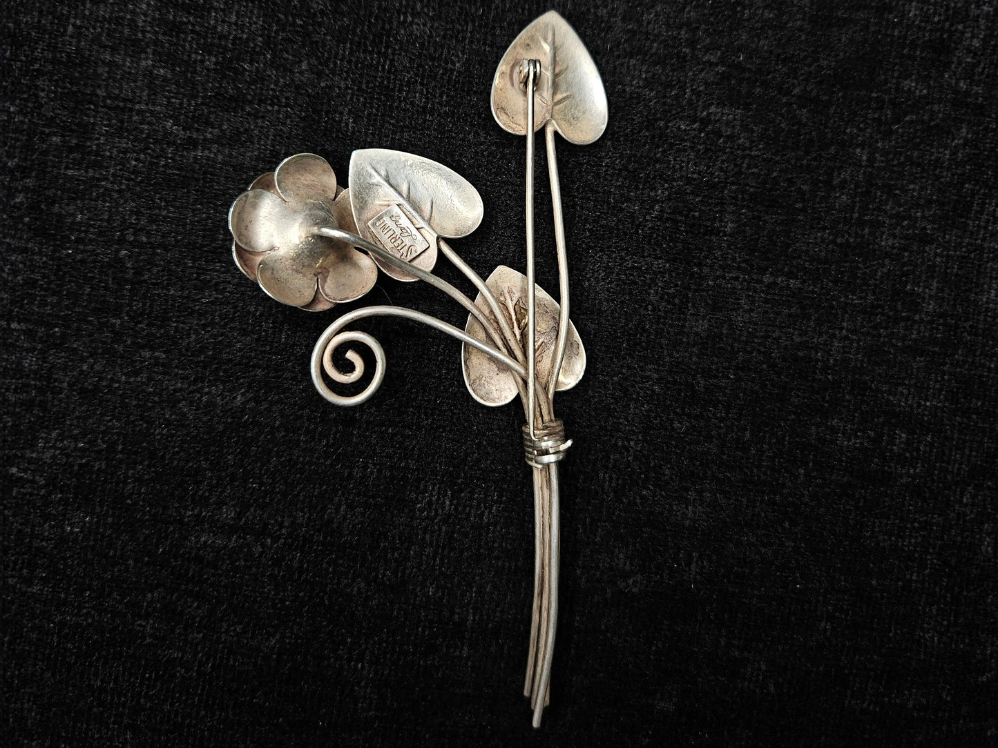 Lang Sterling Silver Floral Brooch - Flower Spray Pin