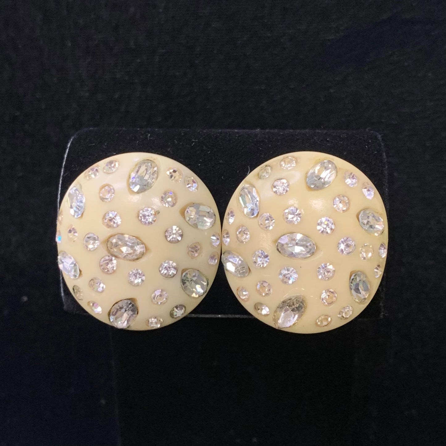 1950s Weiss Rhinestone Earrings Set In Thermoset Polymer